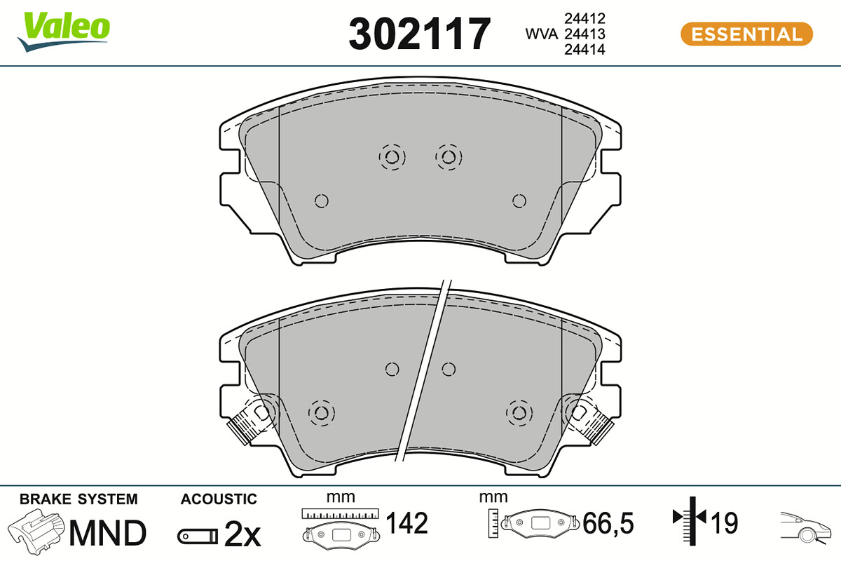 Jeu de 4 plaquettes de frein VALEO ref. 302117